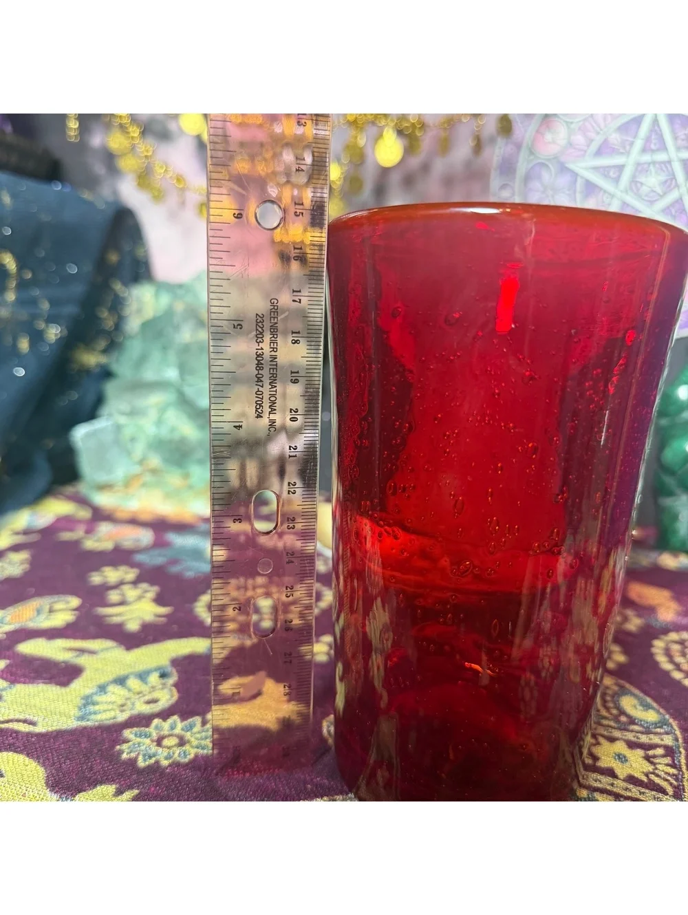 Set Of 4 Ruby Red Hand Blown Glass Bubble Glass Drinking Cups
